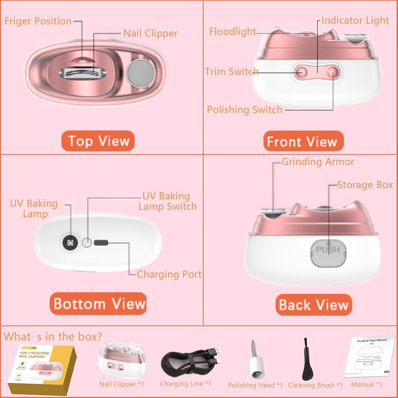 4-in-1 Electric Nail Clipper | قاطعة أظافر كهربائية 4 في 1