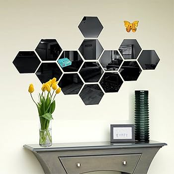 Hexagon Style Acrylic Mirror - Modern Home Decoration [13 pieces]