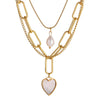 Pearl Heart-shaped Trendy Necklace Popular Titanium Steel Multi-layer Sweater Chain With A Distinctive Elegant Vibe